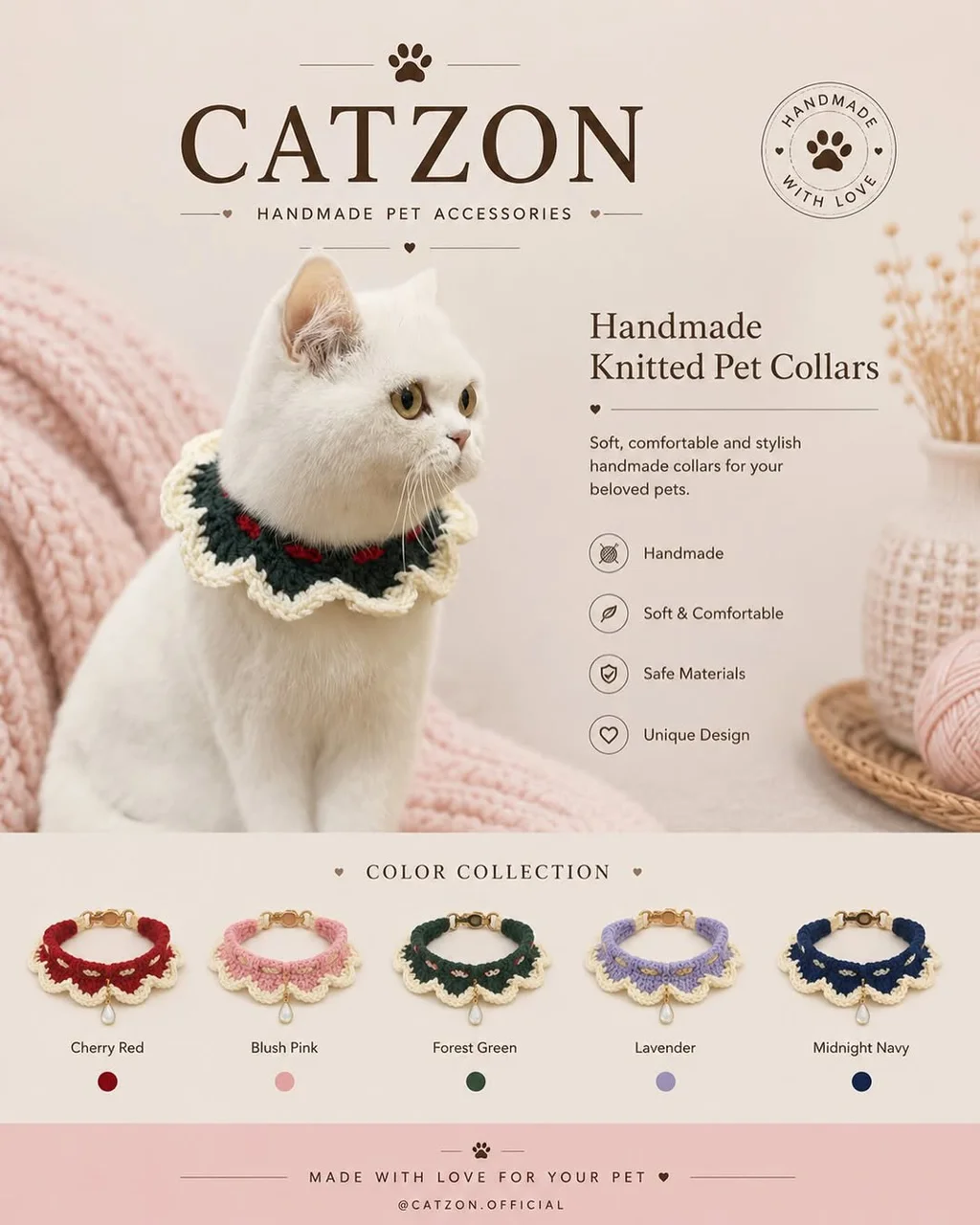 قلاده‌های دست‌بافت Catzon با استایل، کیفیت و راحتی برای پت شما
