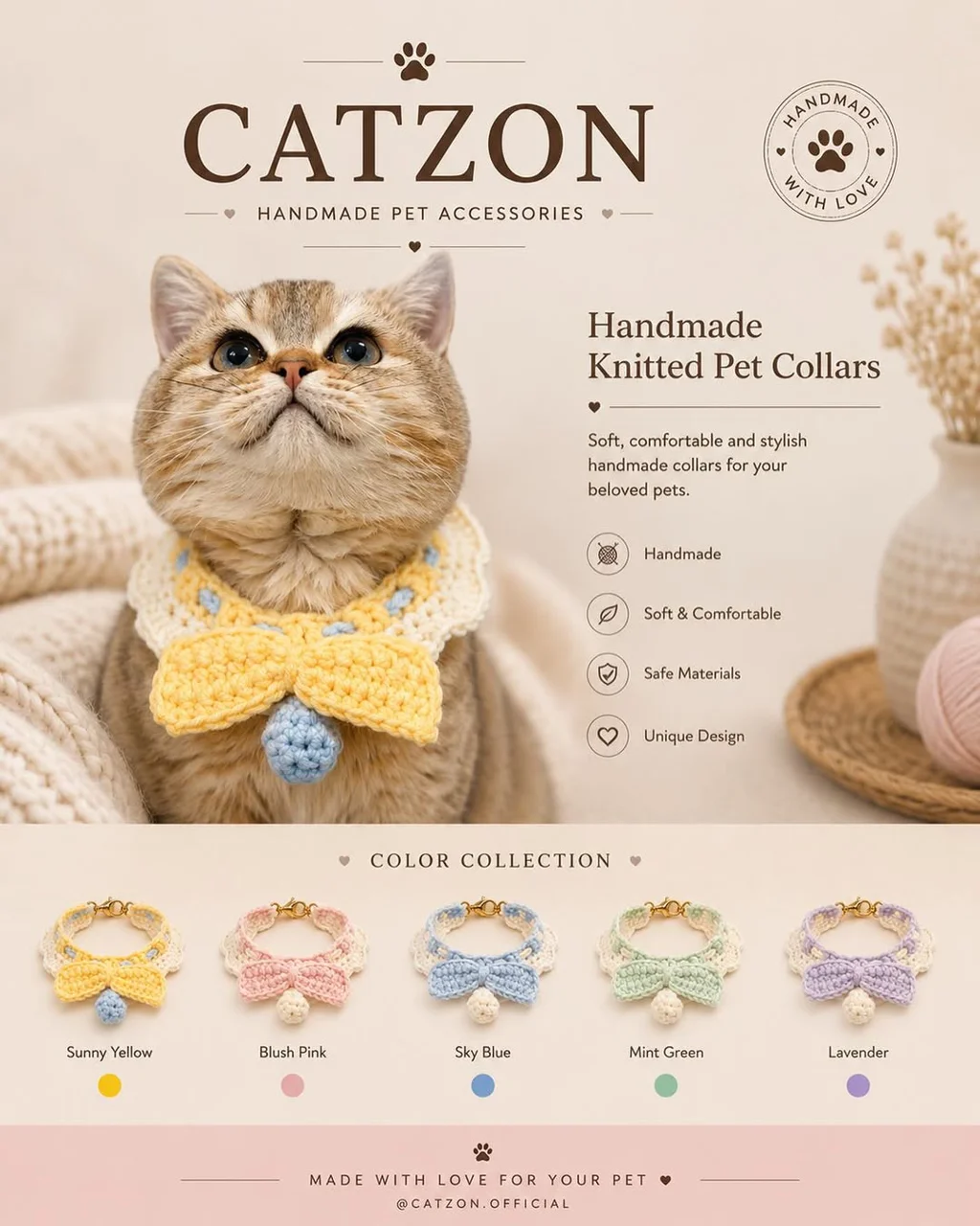 قلاده‌های دست‌بافت Catzon با ترکیب استایل، کیفیت و راحتی برای پت شما